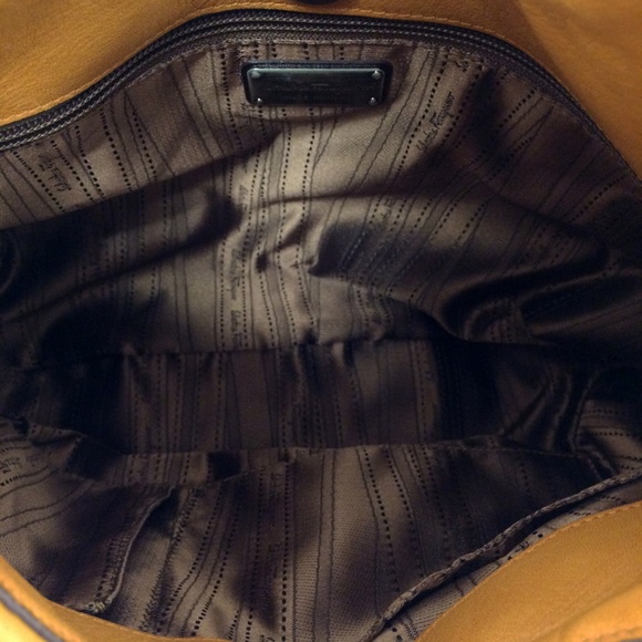 Salvatore Ferragamo Whip Stitched Tan Leather Satchel Handbag - Picture 2 of 11